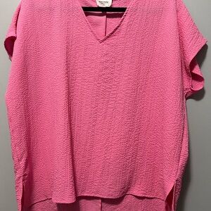 ANDREE BY UNIT Textured Pink V-Neck Blouse
